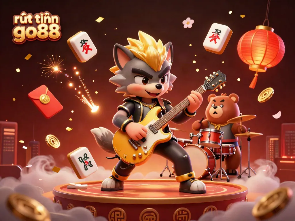 Experience rút tiền go88 with the thrilling casino performance of a 3D rock star wolf and drummer bear.