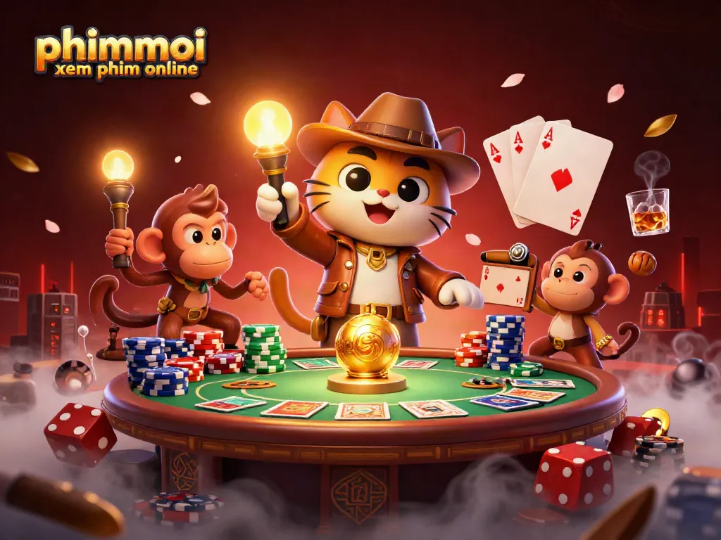 Engage with phimmoi xem phim online while exploring a vibrant, 3D casino scene filled with action.