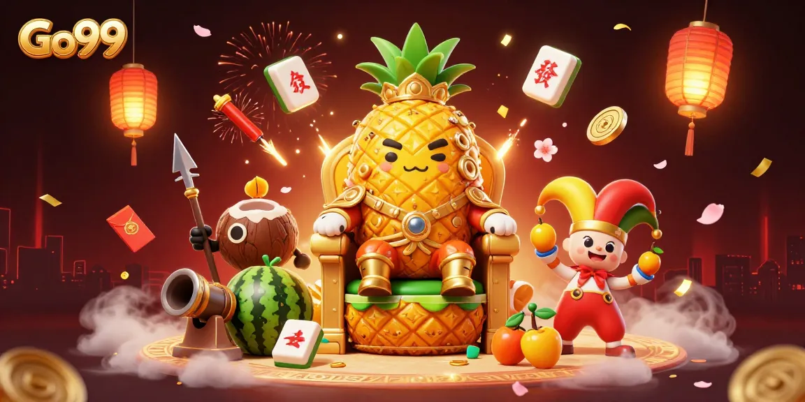 Experience magic at Go99's casino with vibrant characters like the pineapple king and colorful gaming elements!