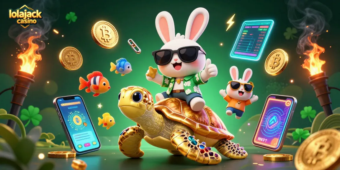 Join the fun at lolajack casino with vibrant 3D characters and glowing crypto elements!